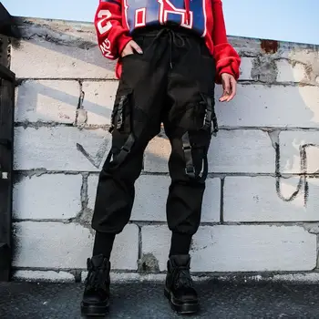 Deeptown Krovinių Kelnės Moterims Streetwear Žiemos Poilsiu Hip-Hop Juodos Kelnės Aukštu Juosmeniu Kelnės Haremo Hipių Harajuku Punk Femme