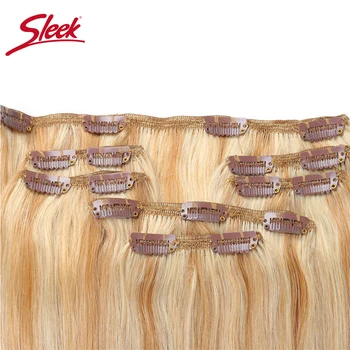 Elegantiškas Plaukų 7Pcs Įrašą Žmogaus Plaukų priauginimas Brazilijos Tiesiai Honey Blonde #P27/613 Spalvos Remy Plaukų Pratęsimo Įrašą