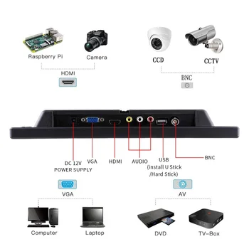 4:3 8 colių TFT LCD Spalvotas Monitoriaus Vaizdo stebėjimo kamerų Monitoriaus Ekrano HDMI VGA, BNC AV Įvestis, PC CCTV Apsaugos ir Stovas Besisukantis Ekranas