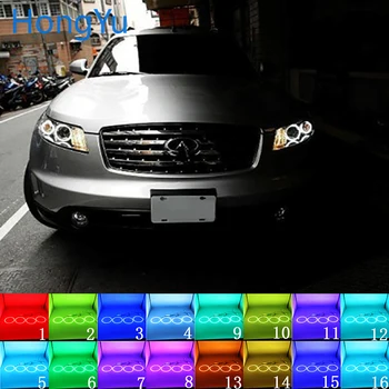 Vėliau Žibintų Įvairių spalvų RGB LED Angel Eyes Halo Žiedas Akių DRL RF Nuotolinio Valdymo už INFINITI FX35 FX45 2003-2008 Priedai