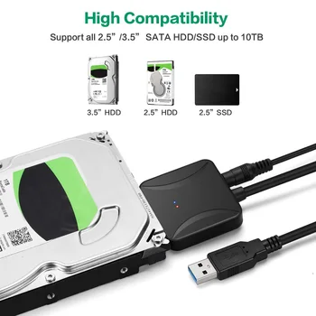 SATA USB Adapteris, USB 3.0-2.0 prie Sata 3 Laidas Konverteris 5Gbps 45cm už 2.5 3.5 HDD SSD Kietąjį Diską w/ 12V AC/DC Maitinimo Adapteris