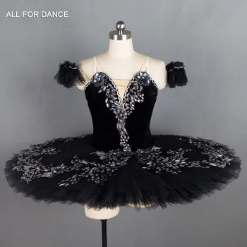 Juoda Aksominė Liemenė su Turtinga Apdaila Profesionalių Baleto Mdc Klasikinio Šokio Tutu Black Swan Baleto Mdc