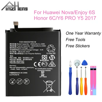 PINZHENG Baterija Huawei Nova/Mėgautis 6S/Honor (6C 6A, 7S, 7A, 8A 7A Pro)/( Y5 Y6 Y6 Pro) 2017/P9 Lite Mini HB405979ECW 3020mAh