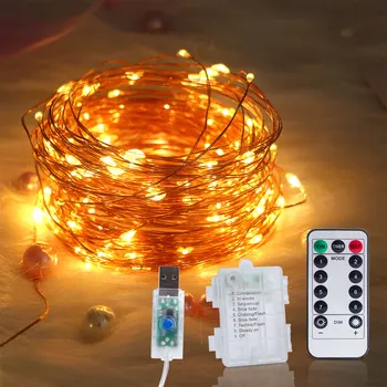 10M, 20M Led Styginių Šviesos USB Baterija Nuotolinio Girliandą Vario Viela, LED Šviesos Kalėdų Pasakos Šviesos Vestuves Dekoras