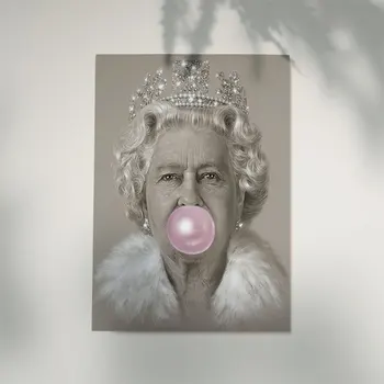 Kramtomosios gumos Karalienė Sienos Menas Spausdinti Elizabeth II Šiaurės Plakatą, Paveikslas, Drobė, Tapyba Sienos Nuotraukas Kambarį Šiuolaikinio Namų Dekoro