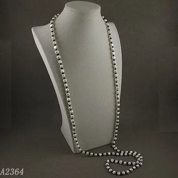 Unikalus Perlų papuošalų Parduotuvė 120cm Ilgio Perlų Papuošalai 4mm Juodas Krištolo Karoliukai 7-8mm Baroko Baltos spalvos Gėlavandenių Perlų Vėrinį