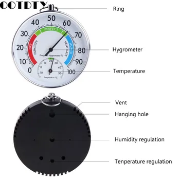 Temperatūros ir Drėgmės Analoginis Indikatorius Patalpų Lauko Termometras su Drėgmėmačiu