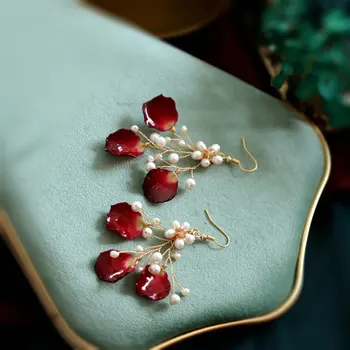 SINZRY naujas elegantiškas rankų darbo natūralūs konservuoti gėlių pearl madinga lašas auskarai moterų madinga moterims brangakmenis