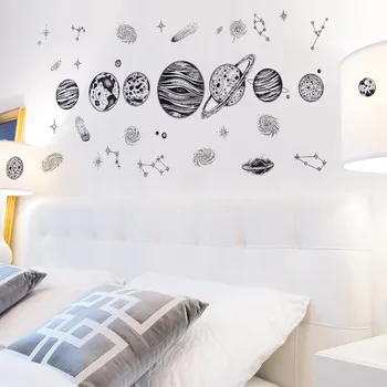 Naujosios Europos Stiliaus Animaciją Kosminės Planetos Galaxy Siena Lipdukas, Vaikų Kambario Gyvenimą Kosminėje Erdvėje už Kambarį Meno PVC Lipdukai