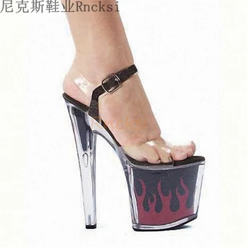 Rncksi sexy hot 20cm sandalai, neperšlampami platforma su liepsna veiklos drabužius atitikimo batų šokio moterų vasaros bateliai