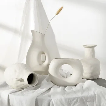 Kūrybos Šiaurės Baltos Keramikos Vaza Apdailos Modernus Minimalistinio Kambarį Vyno Kabineto Apdaila Asmenybės ForDried Gėlių