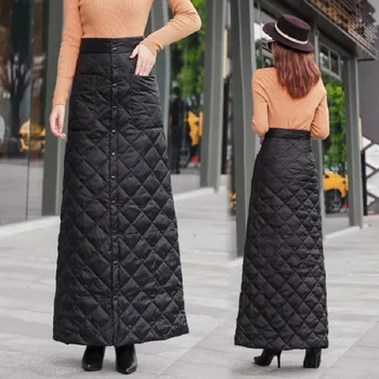 Juoda Žemyn medvilnės plius dydis derliaus 2021 aukšto juosmens drabužių rudens-žiemos atsitiktinis maxi ilgio sijonai moterų sijonas moterims streetwear