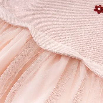 DBZ15256 dave bella rudenį baby girl mielas gėlių spausdinti tinklelio suknelė vaikų mados šalis suknelė vaikams kūdikiams lolita drabužiai