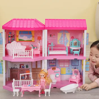 NAUJAS Lėlės Namas Rinkinys Su Miniatiūriniai Baldai Vaikams mokomieji Žaislai Mergaitėms 