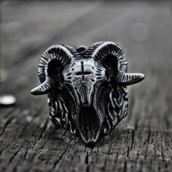 Derliaus Šėtono Demonas Kaukolės Žiedas 316L Nerūdijančio Plieno Žiedas Punk Dviratininkas Žiedai Vyrams Mados Juvelyrika