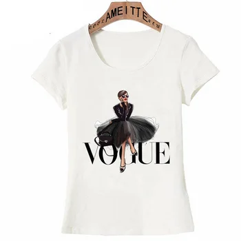 Derliaus Vogue Paris Black spausdinimas Mergina Marškinėliai vasaros mados Moterų Marškinėliai naujovė atsitiktinis Viršūnes hipster kietas ponios Tee