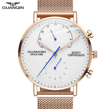 2019 Vyrai Laikrodžiai GUANQIN Top Brand Prabanga Švytinčios Laikrodis Vyrams, Verslo Full Steel Kūrybos Kvarco Riešo Žiūrėti Relogio Masculino