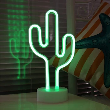 Baterijos arba USB Powered LED Neon Light Flamingo Kokoso Medžio Kaktusas Vienaragis LED Neonas Pasirašyti Lempa Namų Miegamojo Puošmena Apšvietimas