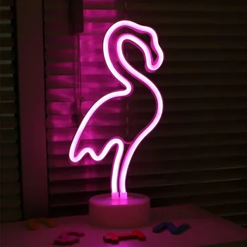 Baterijos arba USB Powered LED Neon Light Flamingo Kokoso Medžio Kaktusas Vienaragis LED Neonas Pasirašyti Lempa Namų Miegamojo Puošmena Apšvietimas