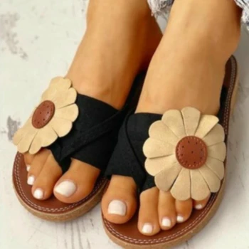 Vasarą Moterys Šlepetės Pu Oda Platforma Gėlių Butas Heel Flip Flops Atsitiktinis Paplūdimio Lauko Basutės Ponios Batai Zapatos De Mujer