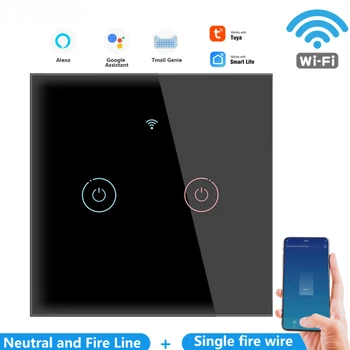 1/2/3 gauja TUYA WiFi Smart Stiklo Ekraną Palieskite Jungiklis 110-250V Namo Sienos Mygtuką Alexa 