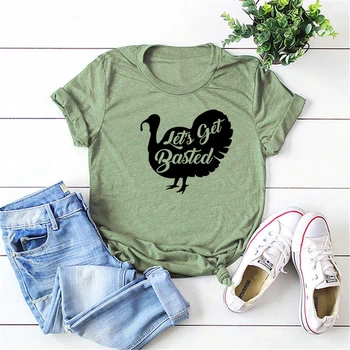 2019 Let ' s Get Basted Marškinėliai Mielas Padėkos T-Shirt Juokingi Turkija Dieną Marškinėliai Dėkingi marškinėlius Palaiminti Tees