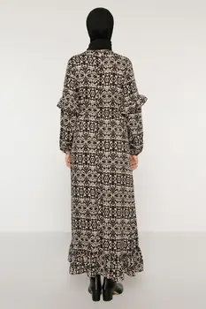 Moterys ilgomis Rankovėmis Suknelę, juodas akmuo modelio didelis dydis Medvilnės Hijab Musulmonų Mados Žiemą Vasarą Turkijoje Dubajus Laisvalaikio Drabužiai 2021