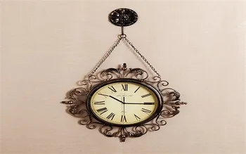 Metalo Didelis Retro Sieninis Laikrodis Geležies Amerikos Šalyje, Skurdus Chic Kambarį Meno Laikrodžiai ir Kvarciniai Laikrodžiai B60