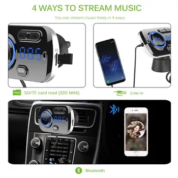 Automobilinis FM Siųstuvas Rinkinys laisvų Rankų įrangą Belaidžiu Bluetooth 5.0 LCD MP3 Grotuvas, USB spartusis įkrovimas 3.0 Automobilių Aksesuarai, Auto FM Moduliatorius