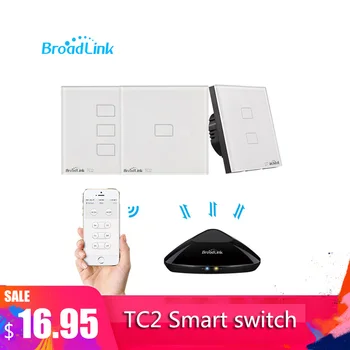 Broadlink TC2 1/2/3Gang ES Standartas Šviesos Jungiklis Modernaus Dizaino Baltos spalvos Touch Panel Wifi Bevielio ryšio Smart Valdymas Per RM Pro/pro RM4