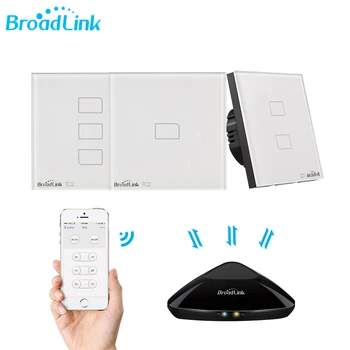 Broadlink TC2 1/2/3Gang ES Standartas Šviesos Jungiklis Modernaus Dizaino Baltos spalvos Touch Panel Wifi Bevielio ryšio Smart Valdymas Per RM Pro/pro RM4