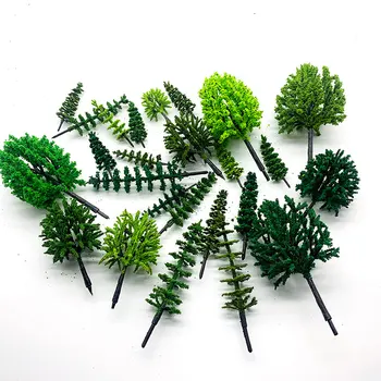 30Pcs/Daug Modeliu, Žalia Medžių Mišraus Vielos ir Plastikiniai Modelis Kraštovaizdžio Traukinio Maketo Sodo Dekoracijos Miniatiūriniai