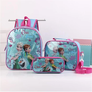 3pcs princesė Disney vaikams kuprinė pietūs Elsa maišelį pieštuku animacinių filmų atveju Užšaldyti rankinėje mergaitė berniukas dovanų maišelis, skirtas mokyklos studentas
