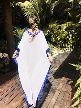 2020 metų vasaros naują Šifono plus size white blue Prarasti Apsirengti maudymosi kostiumėlį, Palaidinė Beach Sun-Proof moterų Drabužiai