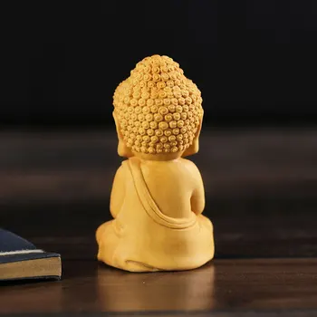 7CM Religinių Mini Budos Skulptūra Dovana Boxwood Drožyba Automobilių Apdailos Rankdarbių Dovanos Statula Mažas Buda
