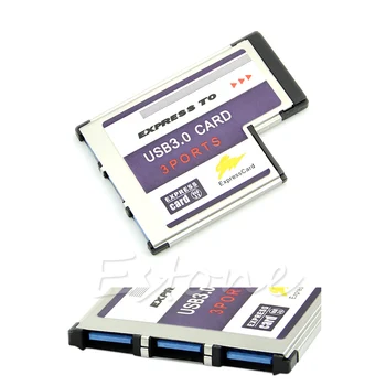 1Pc 54mm Express Card 3 Port USB 3.0 Expresscard Adapteris Nešiojamas FL1100 Lustas