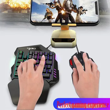 Žaidimų Belaidę Klaviatūrą, Pelę, Mini Keyboard Klaviatūrą su LED Apšvietimu 35 Klavišus Viena ranka Klaviatūrą LOL/PUBG/CF
