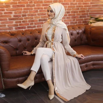 Mados Blizgančiais Apdaila Kimono Abayas Moterų 2020 M. Dubajaus Musulmonų Kuklus Eid Mubarakas Maroko arabų, turkų ir Islamo Drabužių Juoda