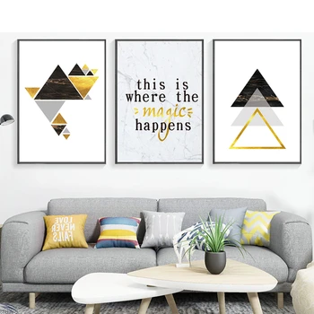 Modernios Geometrinės Abstrakčiai Trikampis Marmuro Magija Raidės Dekoruotos Drobės, Paveikslai, Plakatai Atspausdinti Nuotraukas Sienos Meno Kambarį Namų Dekoro