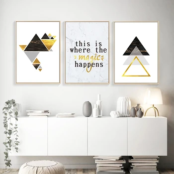 Modernios Geometrinės Abstrakčiai Trikampis Marmuro Magija Raidės Dekoruotos Drobės, Paveikslai, Plakatai Atspausdinti Nuotraukas Sienos Meno Kambarį Namų Dekoro