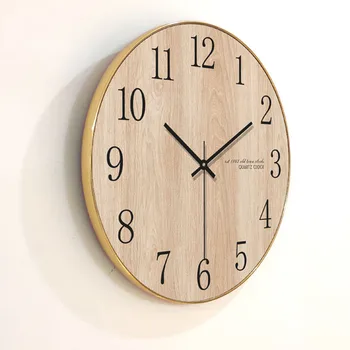 Raundas Modernus Sieninis Laikrodis Paprasta Šiaurės Mediena Kambarį Laikrodis Kūrybos Silent Minimalistinio Dizaino Reloj Sumalti Žiūrėti Dekoro AA60ZB