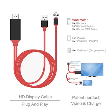 1,8 M 8 Pin HDMI Male Kabelio HD 1080P Konverteris Adapteris, USB Kabelis, HDTV TV Skaitmeninio Garso Adapterio Kabeliu, skirta 