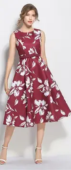 Orgreeter Europos Stiliaus Moterims Vasaros Suknelė 2020 Kilimo Ir Tūpimo Tako Naujų Gėlių Spausdinti Berankovė Liemenė Elegantiškas O Kaklo Diržas Slim Šalis Suknelė