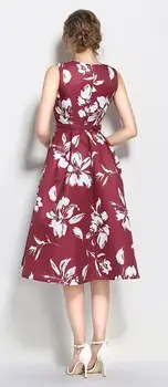 Orgreeter Europos Stiliaus Moterims Vasaros Suknelė 2020 Kilimo Ir Tūpimo Tako Naujų Gėlių Spausdinti Berankovė Liemenė Elegantiškas O Kaklo Diržas Slim Šalis Suknelė