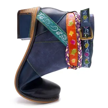 MEMUNIA Plius dydis 43 Moterų natūralios odos batai retro bohemijos batai moterims zip gėlių sagtis ponios rudens batai