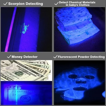 Mini 9 LED UV Žibintuvėlis Ultra Violet LED Žibintuvėlis Ultra Violet Nematomas Rašalas Žymeklis Aptikimo Žibintuvėlis Šviesos 3AAA UV Lempa