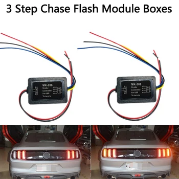 Universalus 3-Žingsnis Eilės Dinamišką Chase Flash Modulio Dėžės Automobilio Priekinio arba Galinio Posūkio Signalo Žibintai Modifikavimas Naudoti 12V 21W