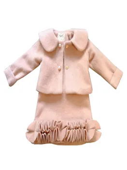 Žiemos vaikų kostiumu mergina kūdikis mažas kvepalų vėjo mados trijų žiedlapis imitacija mink vilnos liemenė suknelė + kailis dviejų dalių