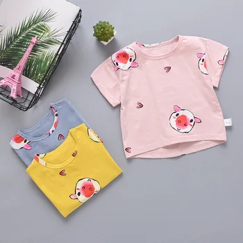Vasaros 2019 Vaikų Marškinėliai vatos Pagaliukai Vaikams 1-4years Baby Palaidinė Animacinių filmų Berniukų marškinėliai Mergaitėms Tees Bamblys Viršutiniai Drabužiai