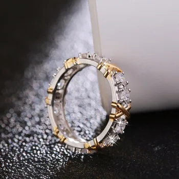 Mados White Crystal Cirkonis Dizaino Žiedas aplink Sidabro Spalvos AAA Cirkonis Piršto Žiedai, Moterų Papuošalai, Šaliai, Dovanos